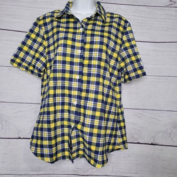 Women's Short Sleeves Plaid Shirt Small - Picture 1 of 4